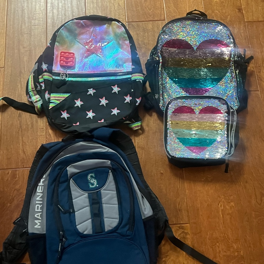 Holographic Heart Kids Backpack Set